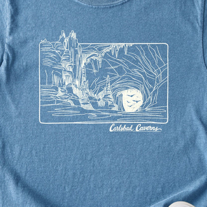 Carlsbad Caverns Line Drawing Kids Cotton T-Shirt