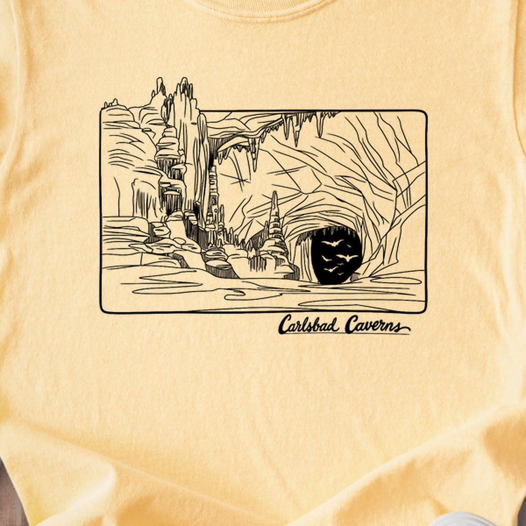 Carlsbad Caverns Line Drawing Kids Cotton T-Shirt