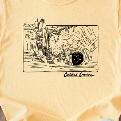 Carlsbad Caverns Line Drawing Kids Cotton T-Shirt
