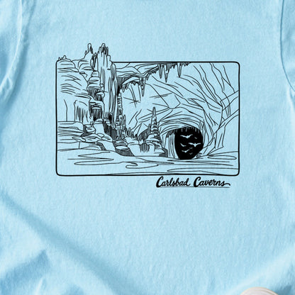 Carlsbad Caverns Line Drawing Kids Cotton T-Shirt