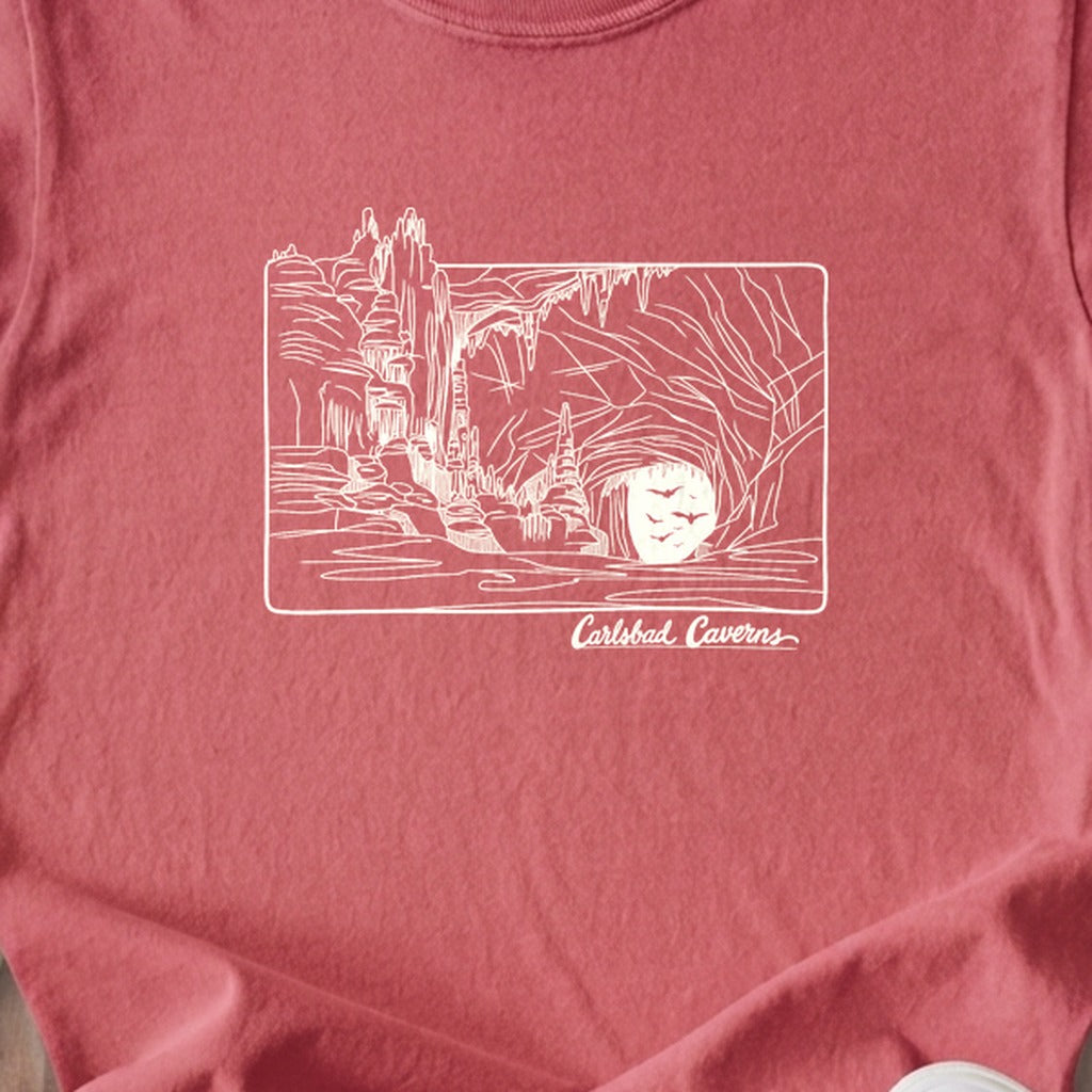Carlsbad Caverns Line Drawing Kids Cotton T-Shirt