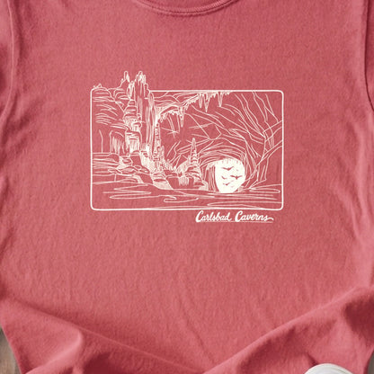 Carlsbad Caverns Line Drawing Kids Cotton T-Shirt