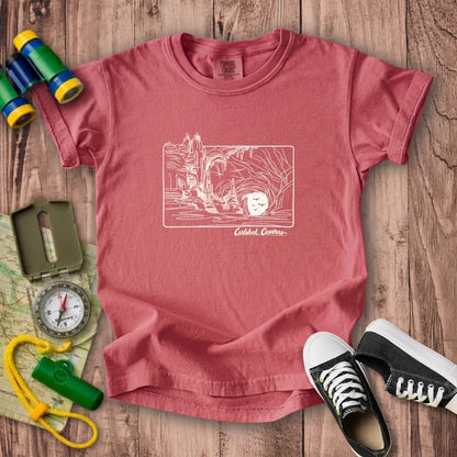 Carlsbad Caverns Line Drawing Kids Cotton T-Shirt