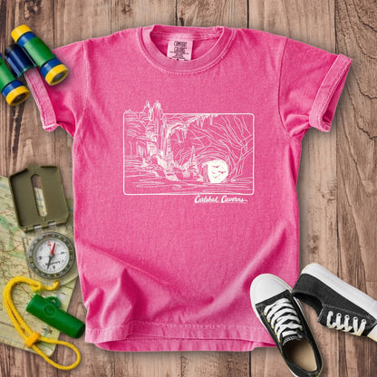 Carlsbad Caverns Line Drawing Kids Cotton T-Shirt