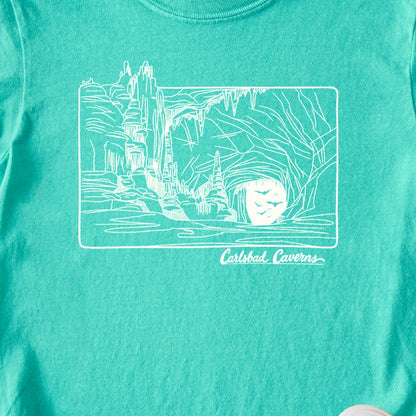 Carlsbad Caverns Line Drawing Kids Cotton T-Shirt