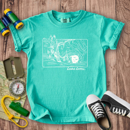 Carlsbad Caverns Line Drawing Kids Cotton T-Shirt
