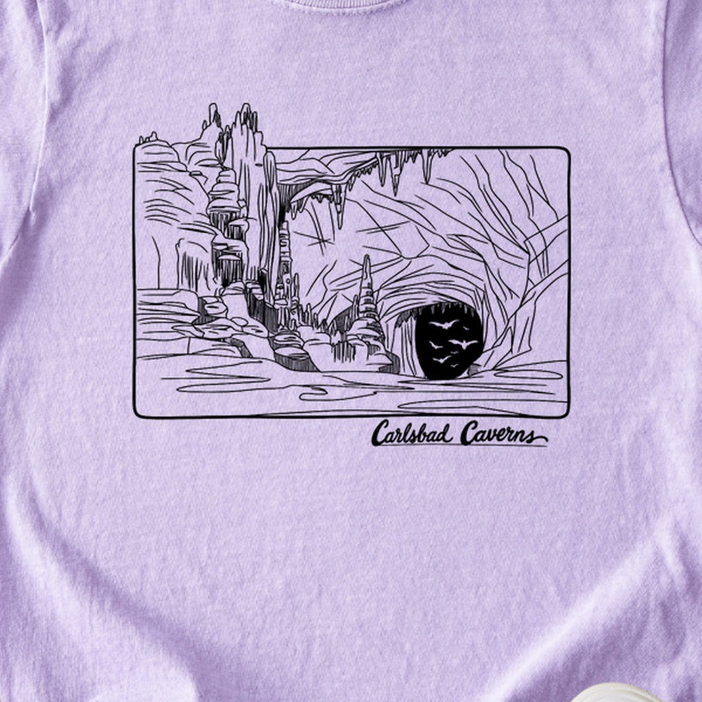 Carlsbad Caverns Line Drawing Kids Cotton T-Shirt