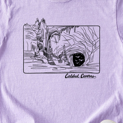 Carlsbad Caverns Line Drawing Kids Cotton T-Shirt