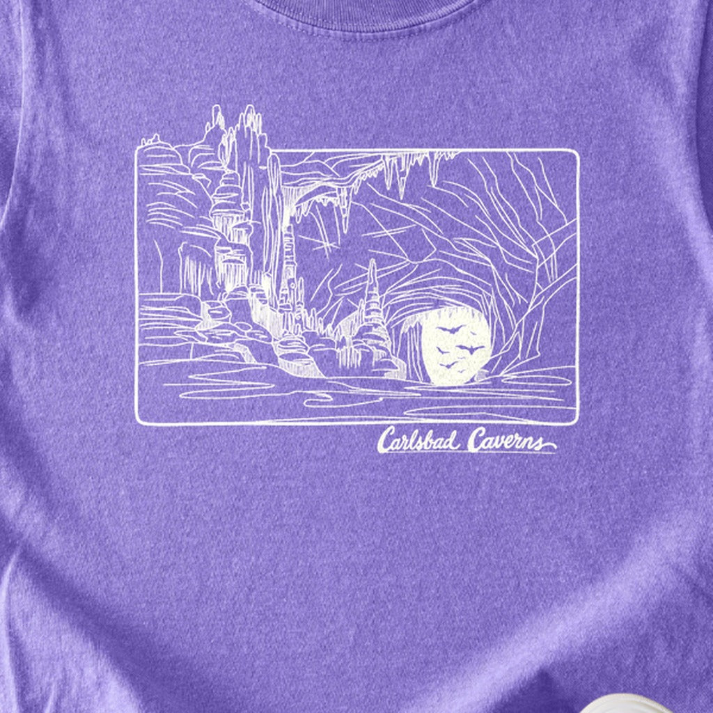 Carlsbad Caverns Line Drawing Kids Cotton T-Shirt