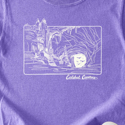 Carlsbad Caverns Line Drawing Kids Cotton T-Shirt