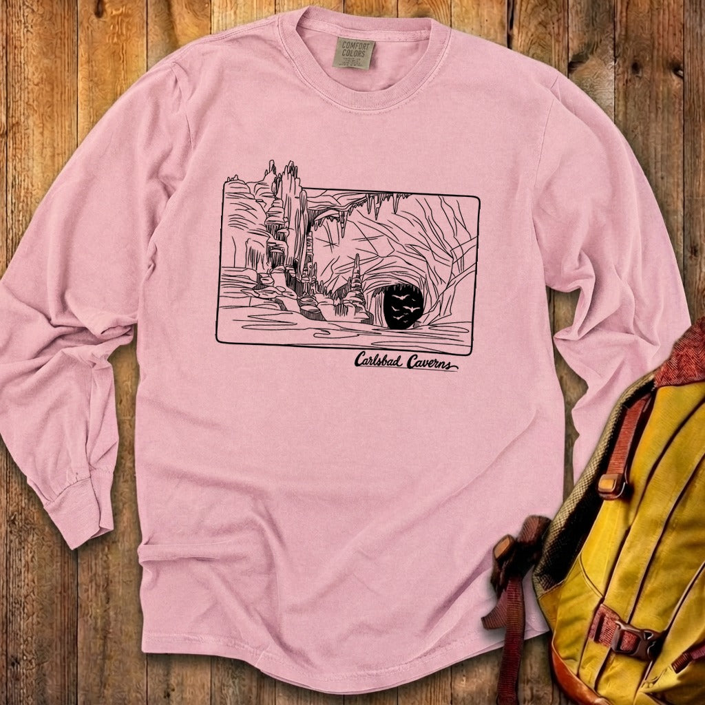 Carlsbad Caverns Line Drawing Cotton Long Sleeve