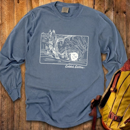 Carlsbad Caverns Line Drawing Cotton Long Sleeve