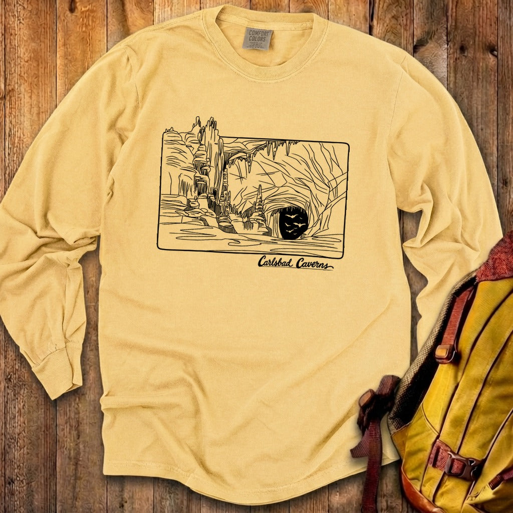 Carlsbad Caverns Line Drawing Cotton Long Sleeve