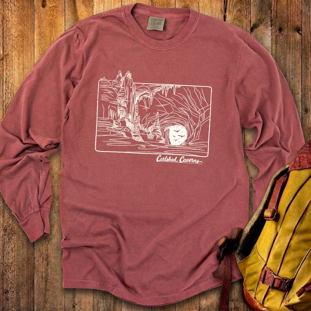 Carlsbad Caverns Line Drawing Cotton Long Sleeve
