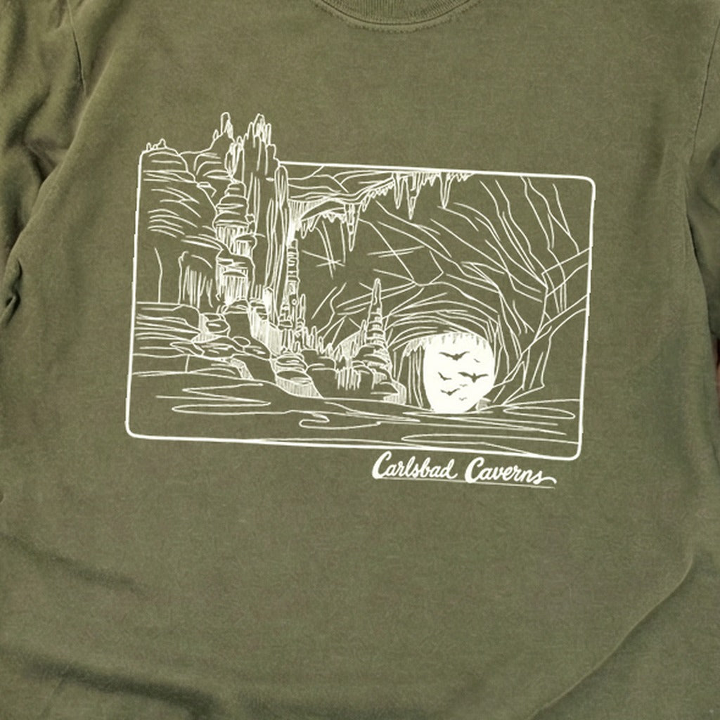 Carlsbad Caverns Line Drawing Cotton Long Sleeve