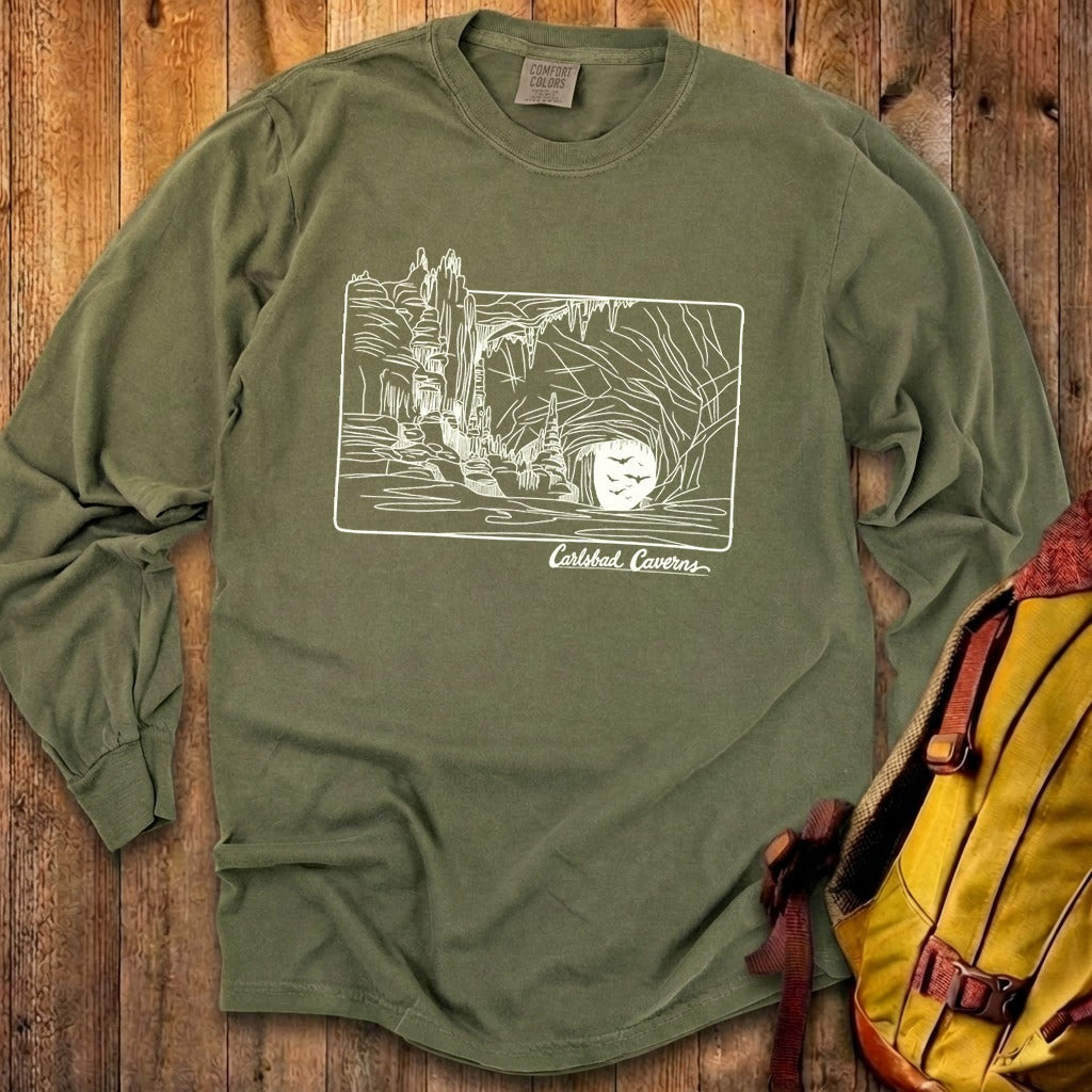 Carlsbad Caverns Line Drawing Cotton Long Sleeve
