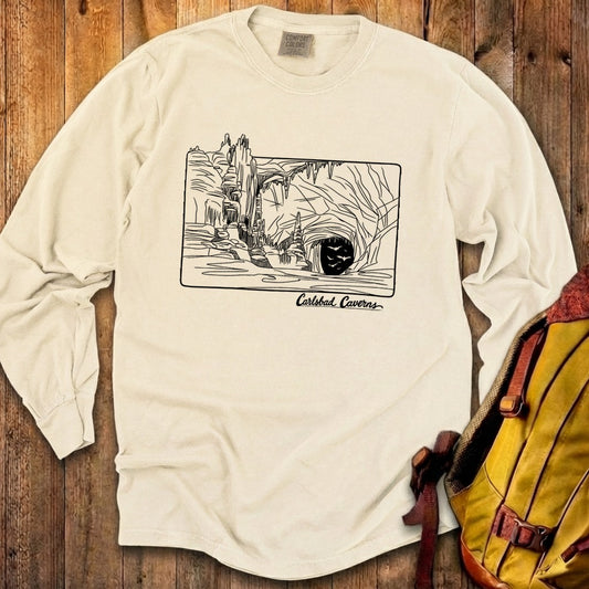Carlsbad Caverns Line Drawing Cotton Long Sleeve
