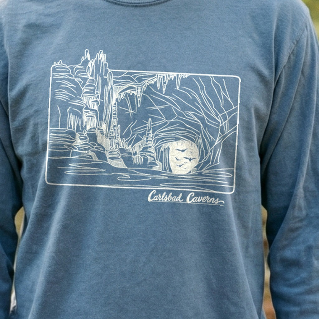 Carlsbad Caverns Line Drawing Cotton Long Sleeve