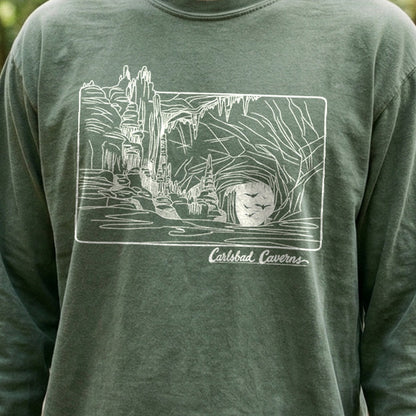 Carlsbad Caverns Line Drawing Cotton Long Sleeve