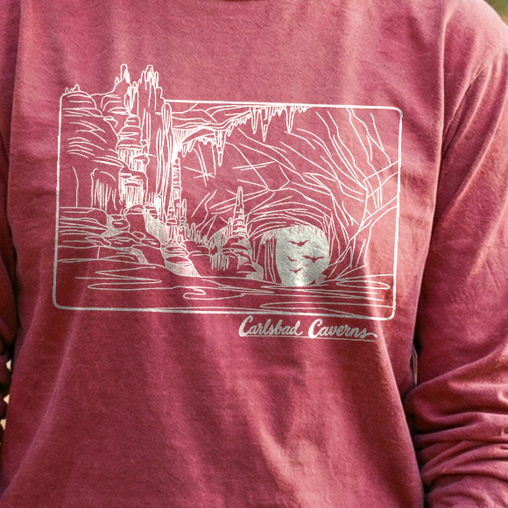 Carlsbad Caverns Line Drawing Cotton Long Sleeve