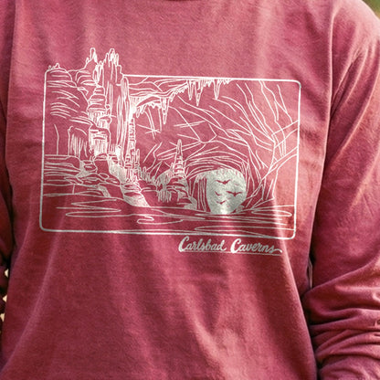 Carlsbad Caverns Line Drawing Cotton Long Sleeve