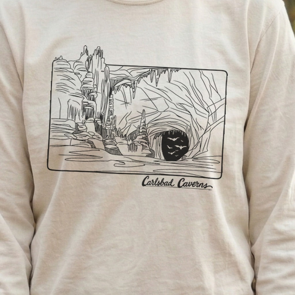Carlsbad Caverns Line Drawing Cotton Long Sleeve