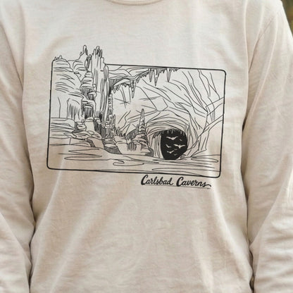 Carlsbad Caverns Line Drawing Cotton Long Sleeve