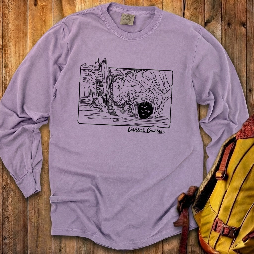 Carlsbad Caverns Line Drawing Cotton Long Sleeve