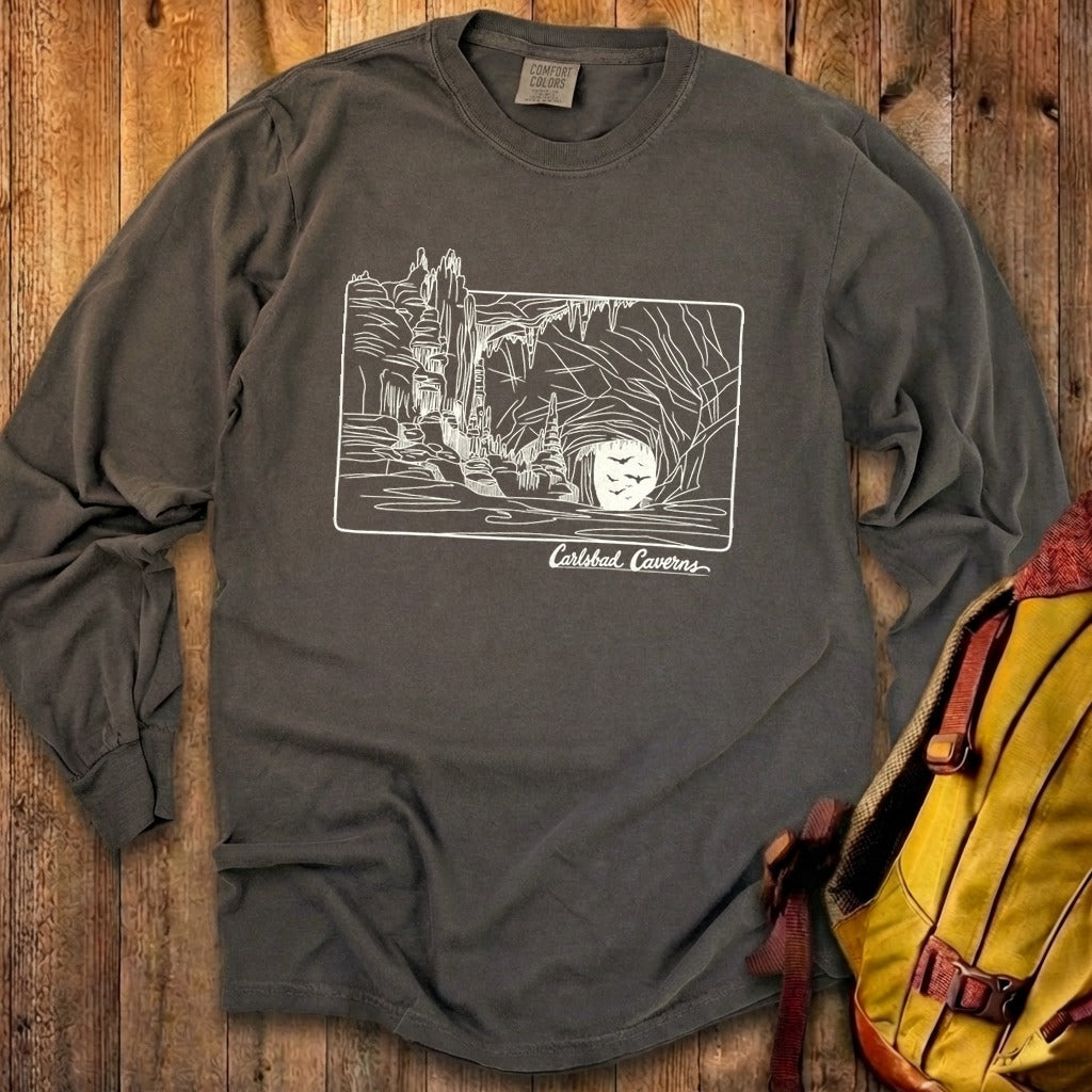 Carlsbad Caverns Line Drawing Cotton Long Sleeve