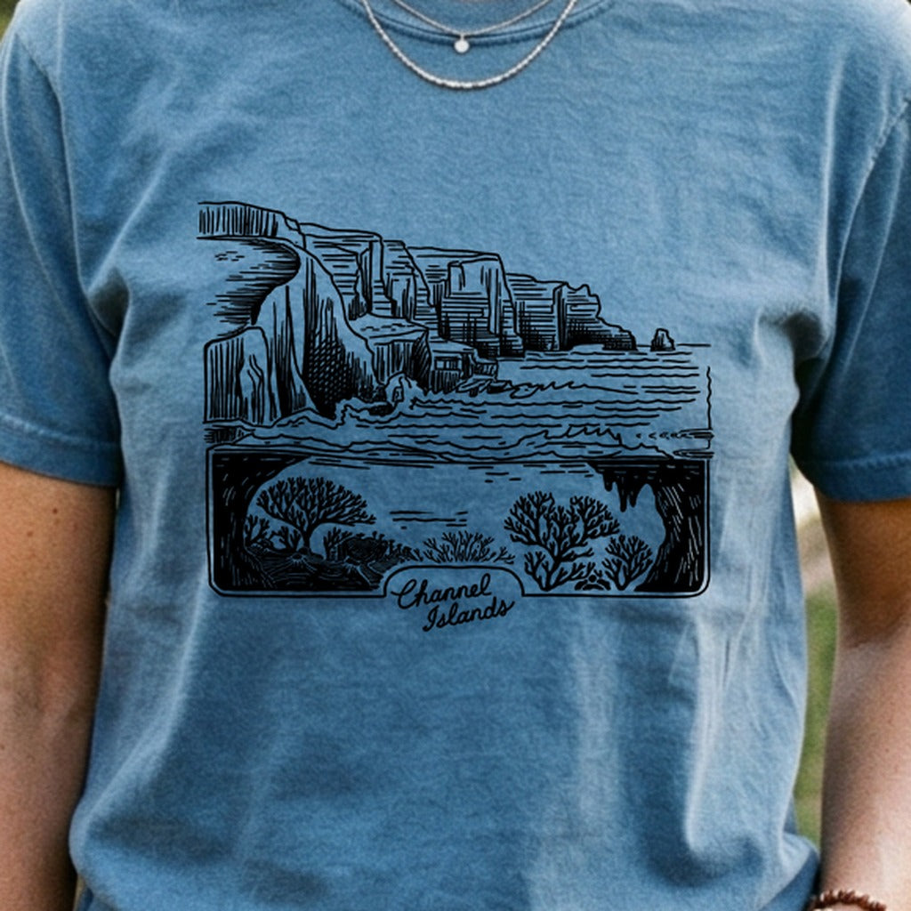 Channel Islands Line Drawing Cotton T-Shirt