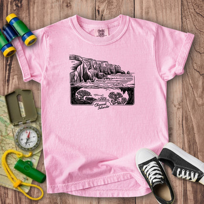 Channel Islands Line Drawing Kids Cotton T-Shirt
