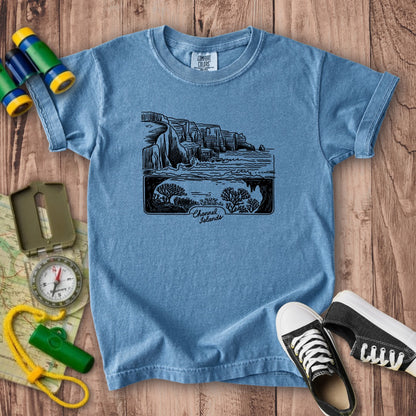 Channel Islands Line Drawing Kids Cotton T-Shirt