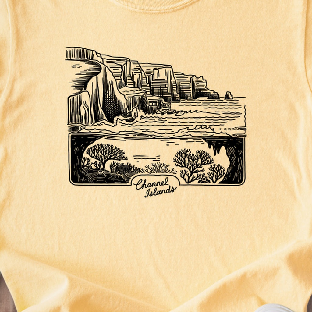 Channel Islands Line Drawing Kids Cotton T-Shirt