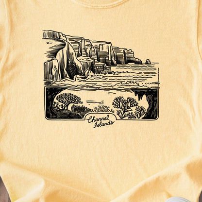 Channel Islands Line Drawing Kids Cotton T-Shirt