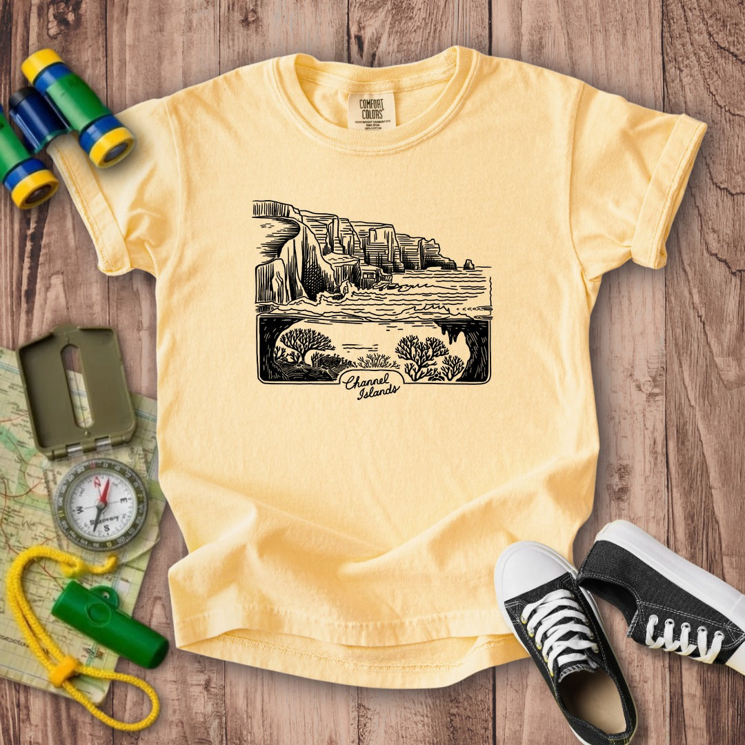Channel Islands Line Drawing Kids Cotton T-Shirt