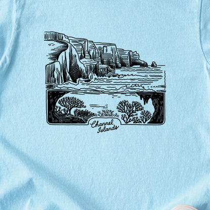 Channel Islands Line Drawing Kids Cotton T-Shirt