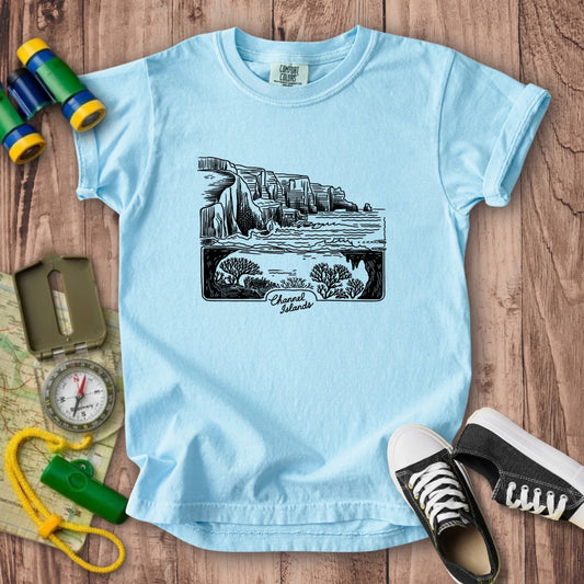 Channel Islands Line Drawing Kids Cotton T-Shirt
