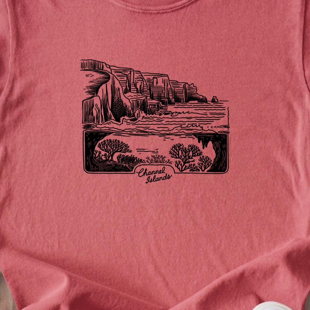 Channel Islands Line Drawing Kids Cotton T-Shirt