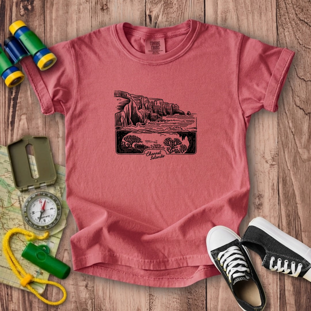 Channel Islands Line Drawing Kids Cotton T-Shirt