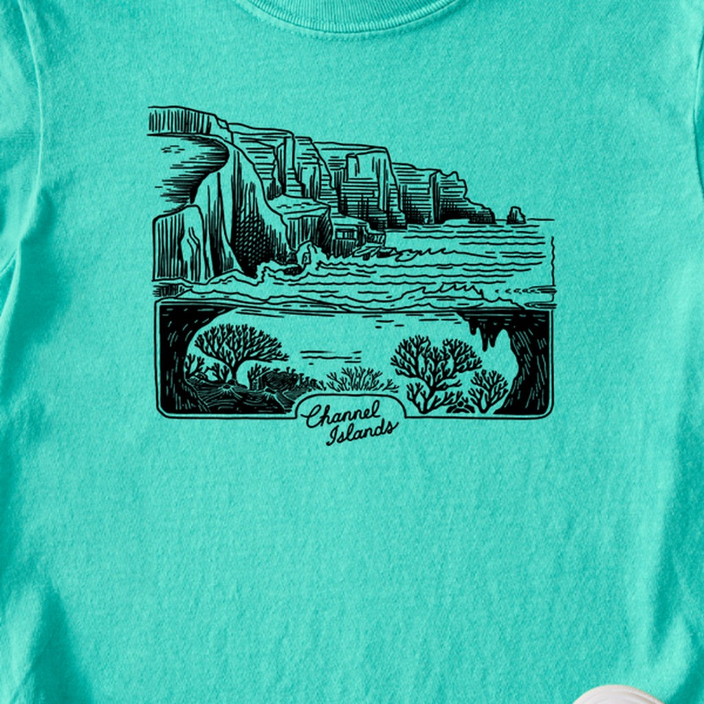 Channel Islands Line Drawing Kids Cotton T-Shirt