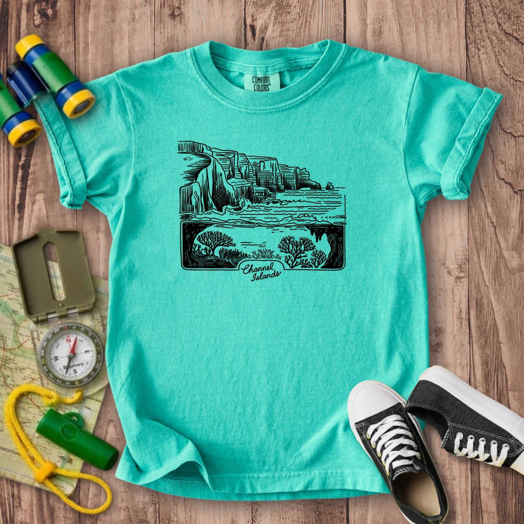 Channel Islands Line Drawing Kids Cotton T-Shirt