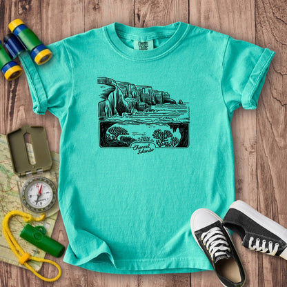Channel Islands Line Drawing Kids Cotton T-Shirt