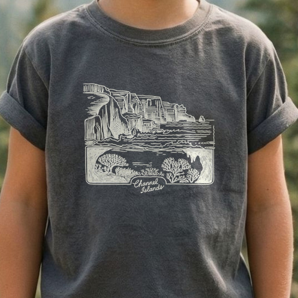 Channel Islands Line Drawing Kids Cotton T-Shirt