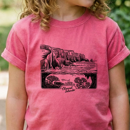 Channel Islands Line Drawing Kids Cotton T-Shirt