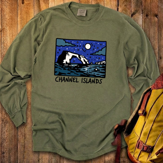 Channel Islands at Night Cotton Long Sleeve
