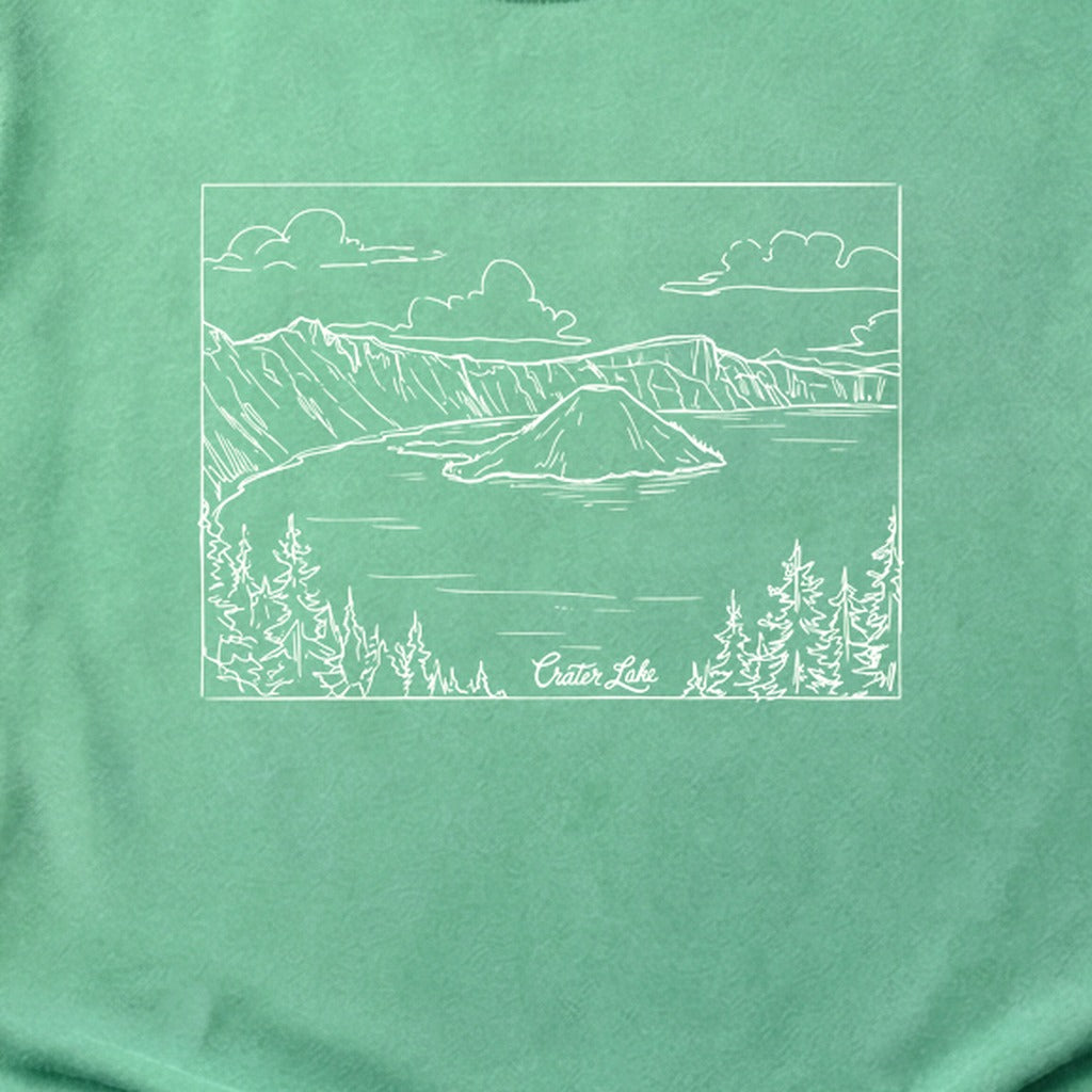Crater Lake Line Drawing Cotton T-Shirt