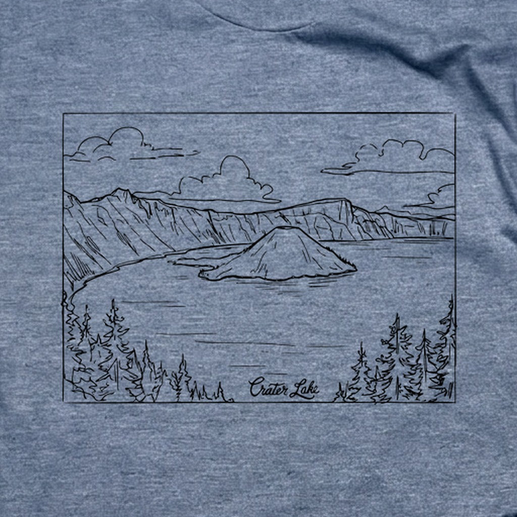 Crater Lake Line Drawing T-Shirt