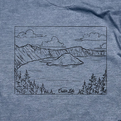 Crater Lake Line Drawing T-Shirt