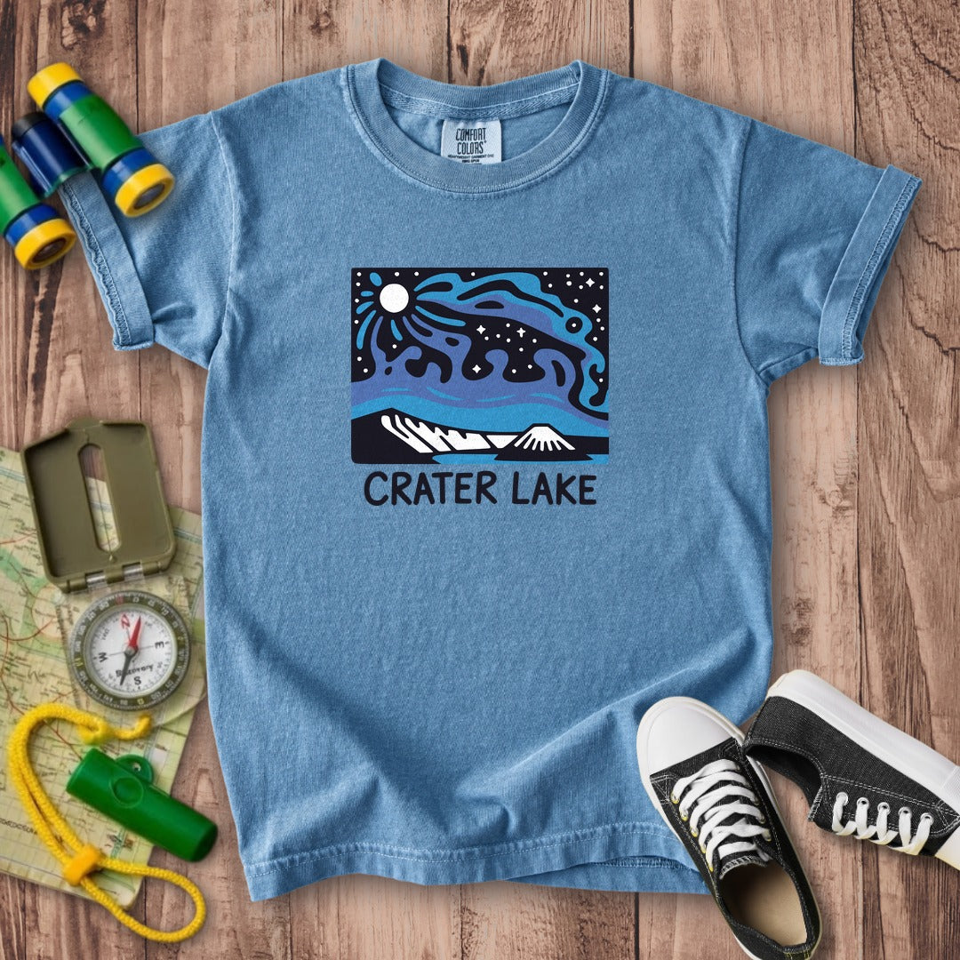 Crater Lake at Night Kids Cotton T-Shirt
