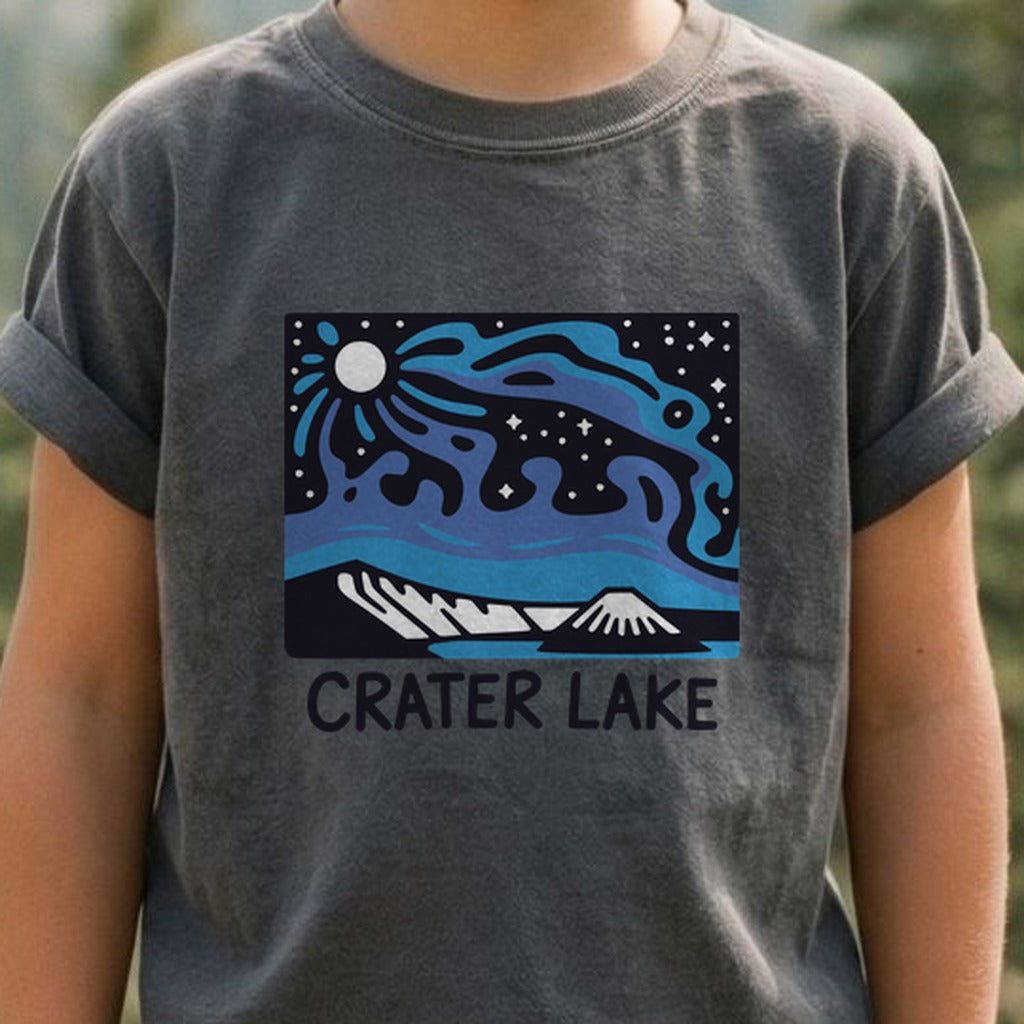 Crater Lake at Night Kids Cotton T-Shirt